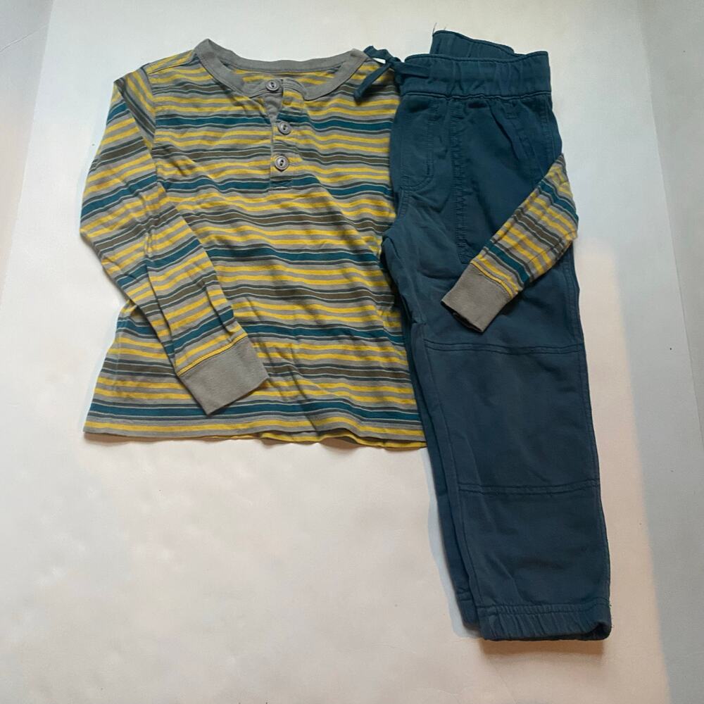 Tea Collection Striped Long Sleeve Henley Shirt Pants Outfit